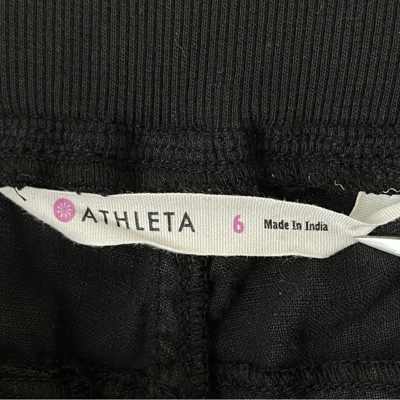 Athleta wide leg linen pants black 6 - Picture 7 of 9
